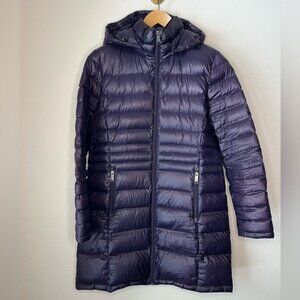Dark Purple Long Length Packable Down Winter Jacket size L